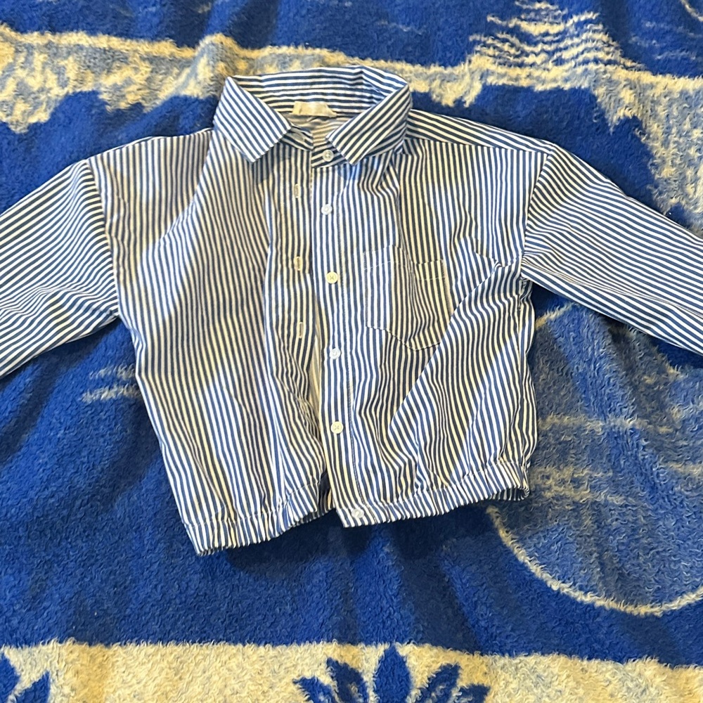 Women's Blue Striped Button Down Shirt